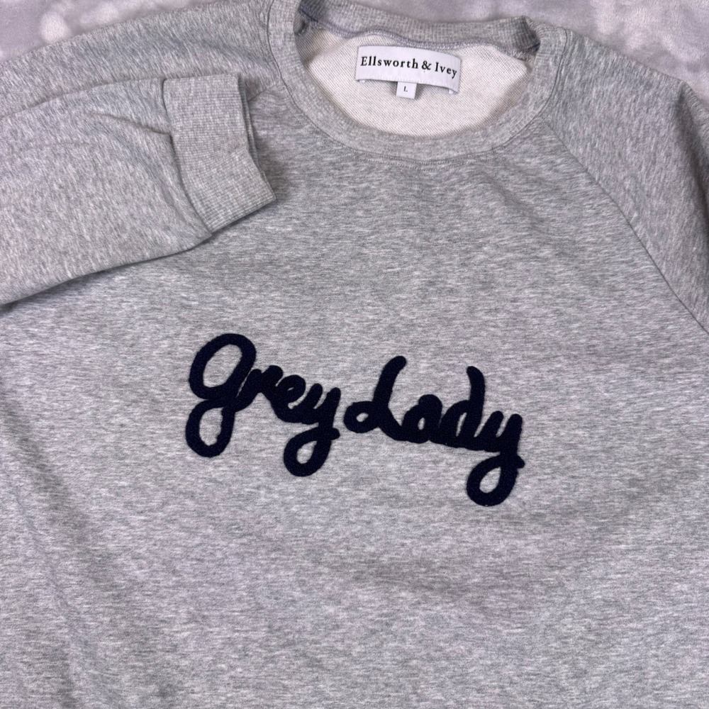 Ellsworth & Ivy Grey Lady Embroidered Raglan Sweatshirt Heather Grey Large